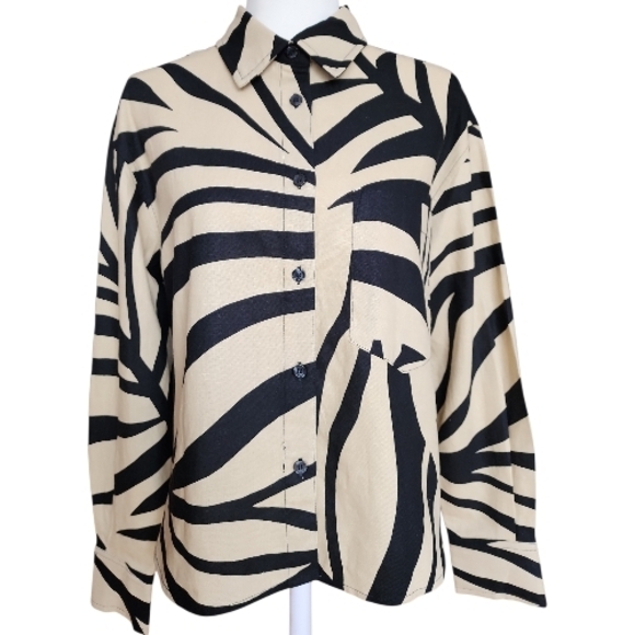 Joie Black and Cream Patterned Top - Picture 4 of 12